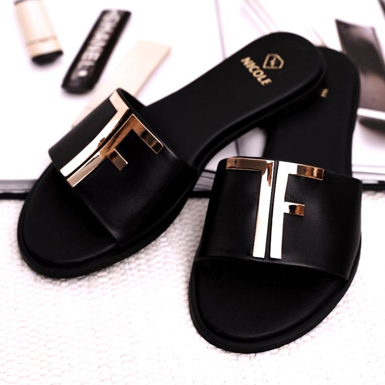 Pantoufles Élégantes Pour Femmes Noir Nicole Dilmah le noir 4