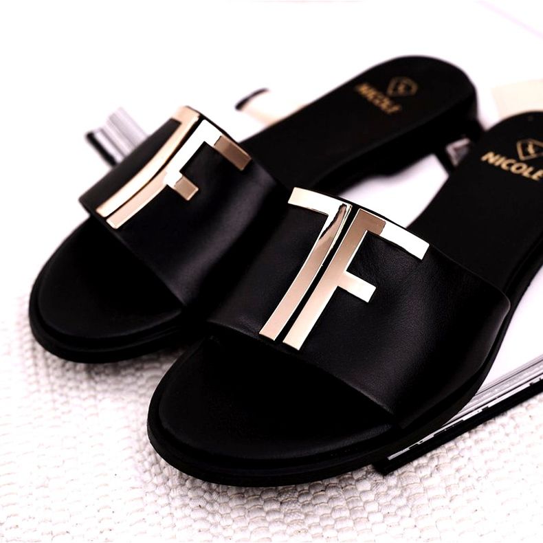 Pantoufles Élégantes Pour Femmes Noir Nicole Dilmah 5