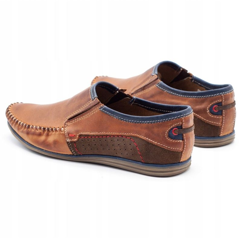 KOMODO Chaussures homme en cuir 847 marron brun bleu marin 5