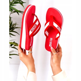 Tongs pour femmes sur le coin Big Star HH274A095 Rouge blanche 1