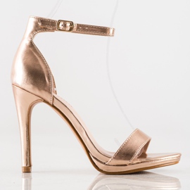 Renda Sandales classiques sur un talon haut d'or 1