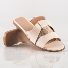 SHELOVET Pantoufles Avec Insert Imprimé Serpent beige 1