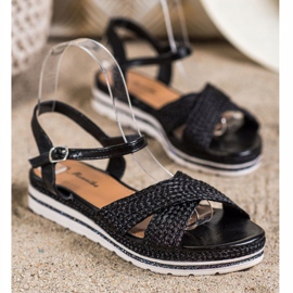 Mannika Sandales noires sur la plate-forme le noir 1