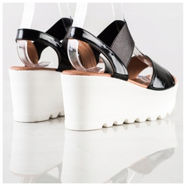 Weide Sandales légères sur un coin blanc noir 1