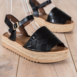 SHELOVET Espadrilles Sandales Avec Eco Cuir le noir 1