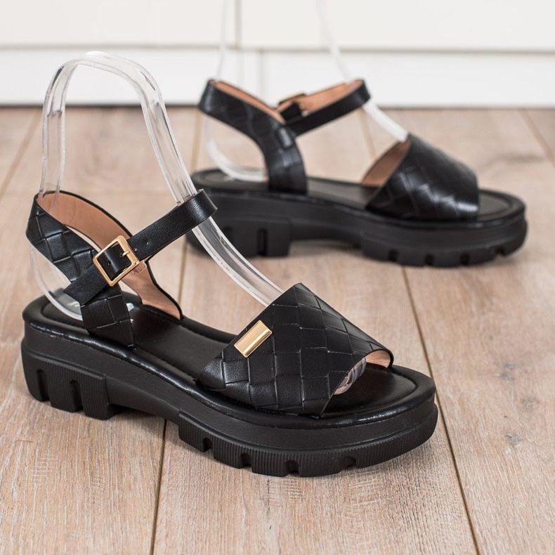 SHELOVET Sandales sur la plate-forme de mode noir 1