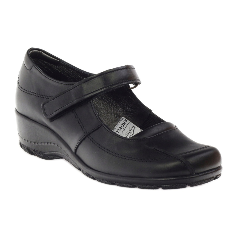 Escarpins à semelles compensées cuir naturel Angello 371 noir 1