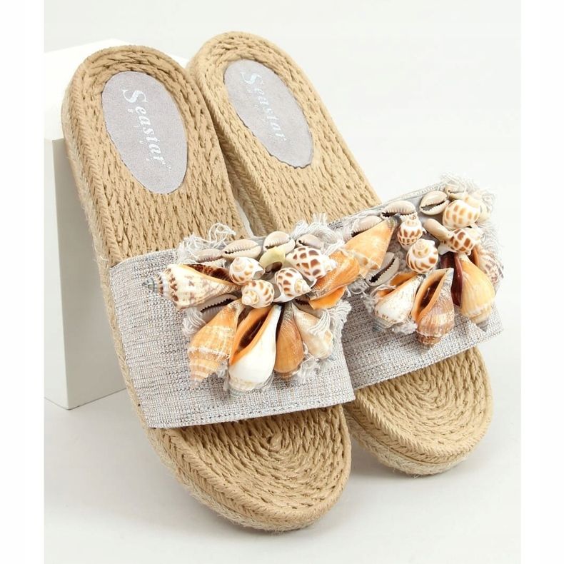 Gris YQ228P Chaussons gris à coquillages 1