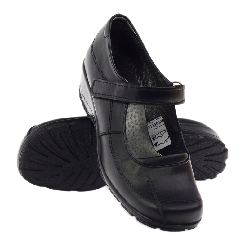 Escarpins à semelles compensées cuir naturel Angello 371 noir 3