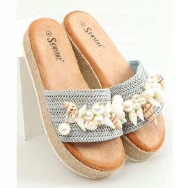 Espadrilles bleues à coquillages CK117P Bleu 1
