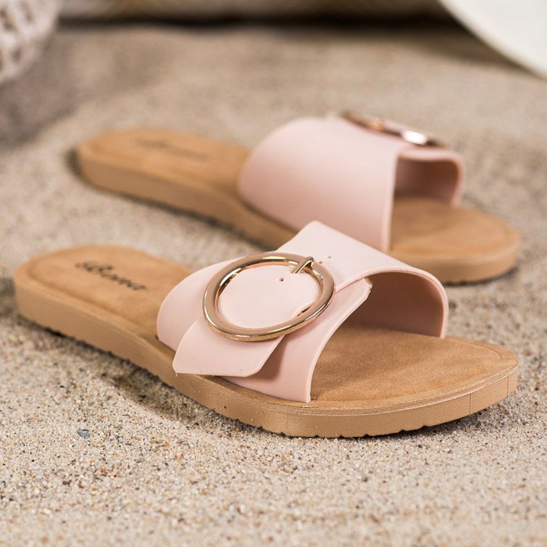 Bona Pantoufles Avec Boucle Décorative rose 1