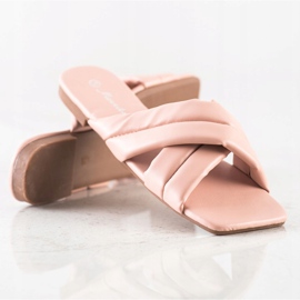 Mannika Pantoufles confortables en cuir écologique rose 1