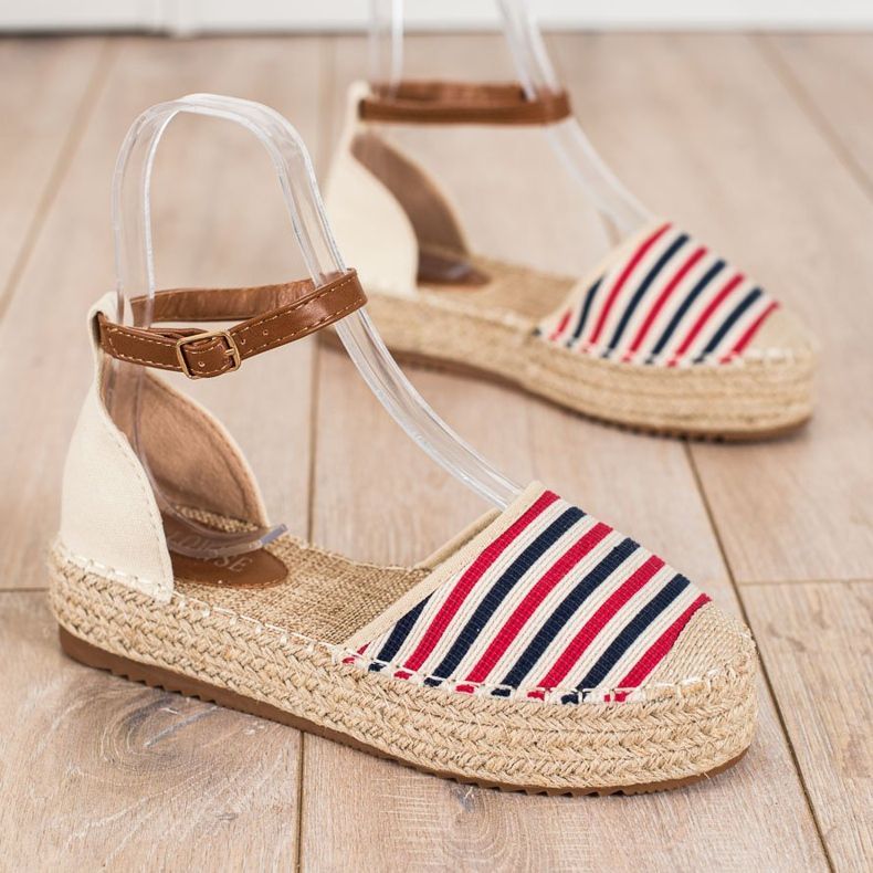 Clowse Espadrilles Rayées Avec Boucle beige rouge multicolore 1
