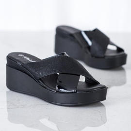 Weide Pantoufles compensées noires le noir 1