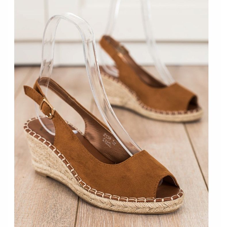 SHELOVET Sandales compensées décontractées brun 1