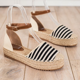 Clowse Espadrilles Rayées Avec Boucle beige brun noir 1