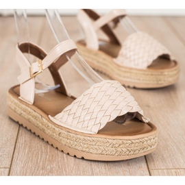 SHELOVET Sandales Espadrilles Tressées beige 1