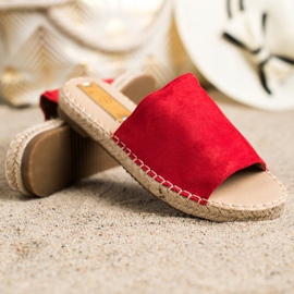 SHELOVET Pantoufles classiques en daim rouge 1