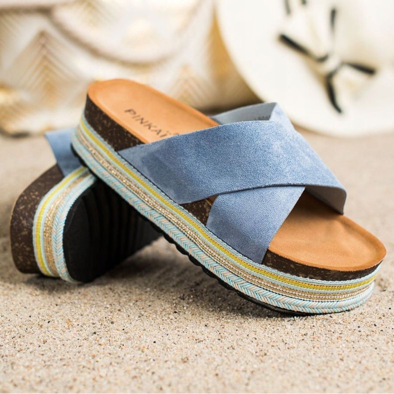 SHELOVET Chaussons en daim bleu 1