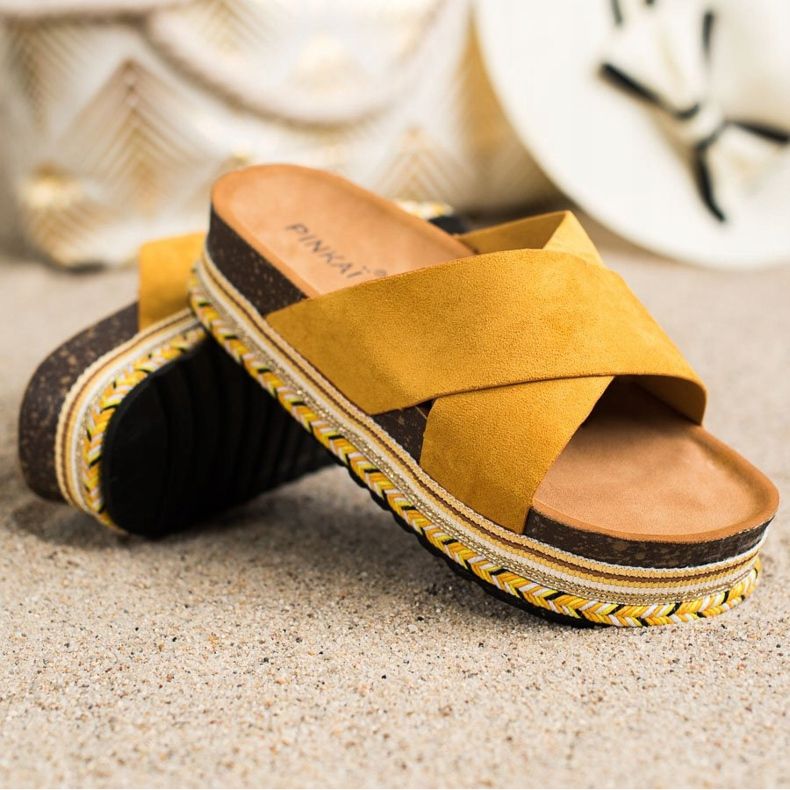 SHELOVET Chaussons en daim moutarde jaune 1