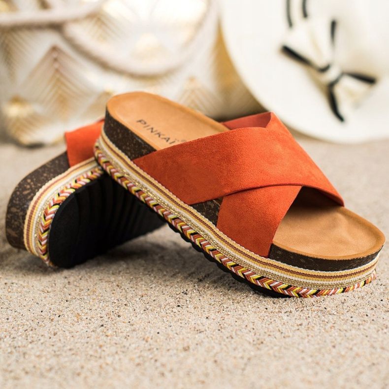 SHELOVET Chaussons Orange En Daim 1 SHELOVET Chaussons Orange En Daim 1