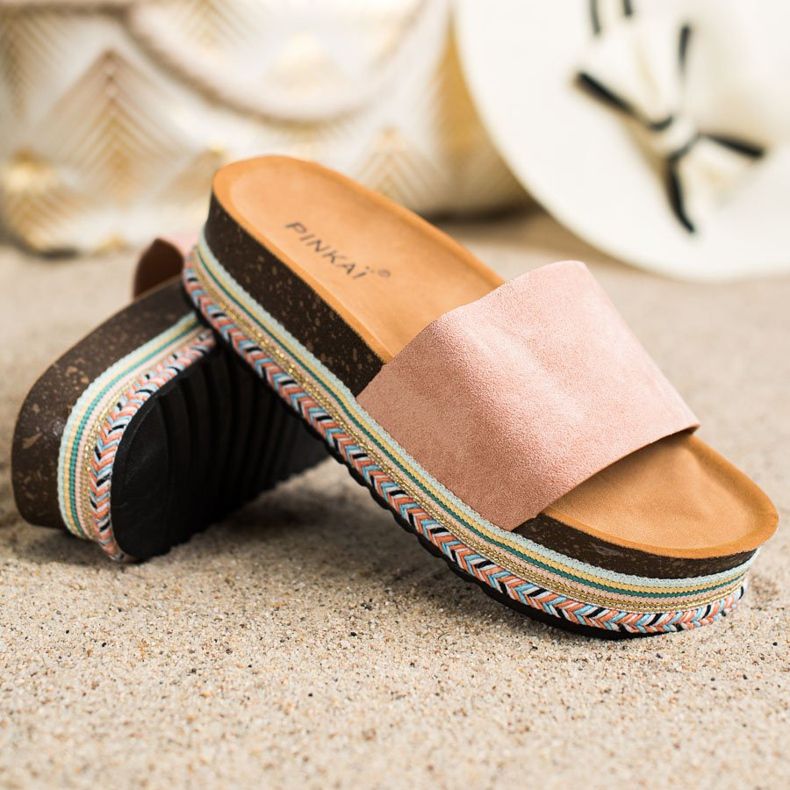 SHELOVET Pantoufles confortables en daim rose 1