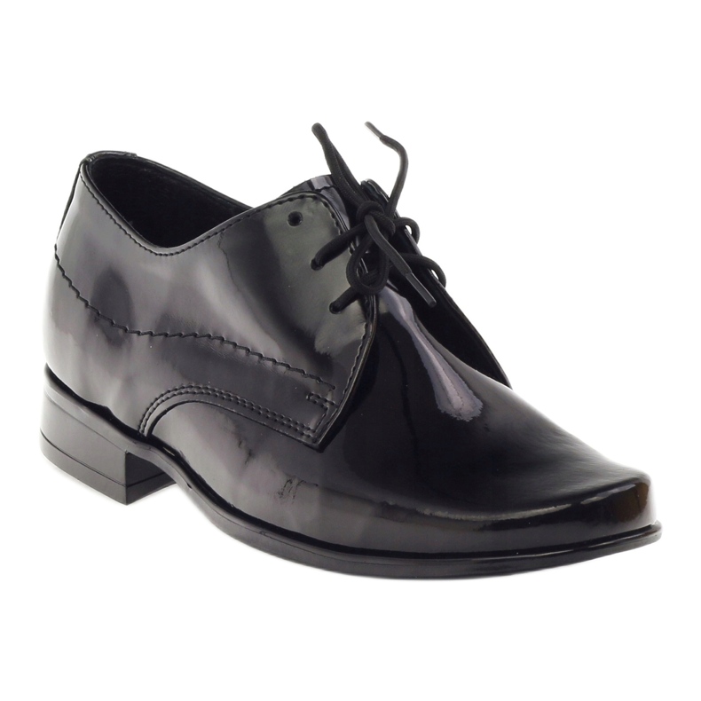 Garçons à verni noirs, communion garçons gregors 429 insert en cuir le noir 4