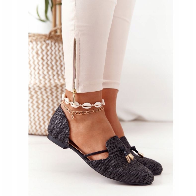 Ballerines En Spitz Avec Ligne Tressée Lu Boo Noir 2