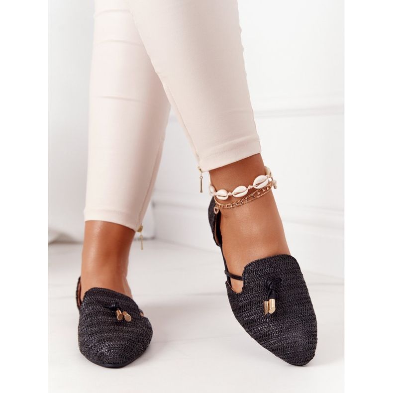 Ballerines En Spitz Avec Ligne Tressée Lu Boo Noir 1