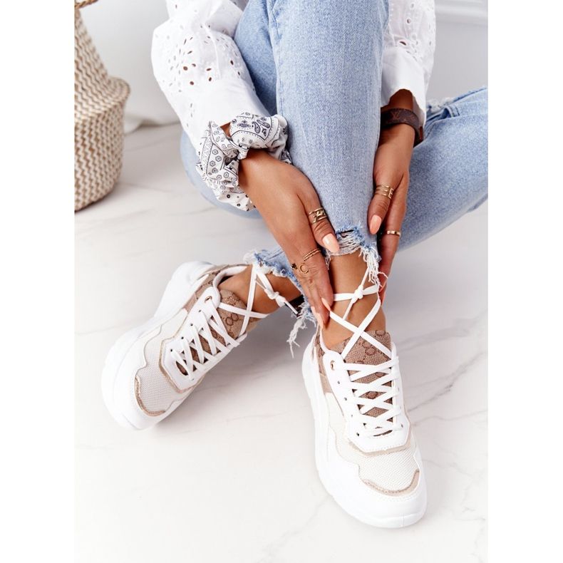 Chaussures de sport femme Sneakers Blanc et Or Melanie doré 1