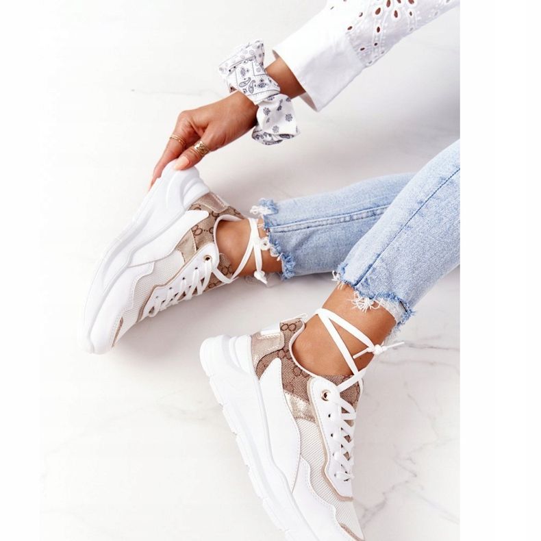 Chaussures de sport femme Sneakers Blanc et Or Melanie blanche d'or 2