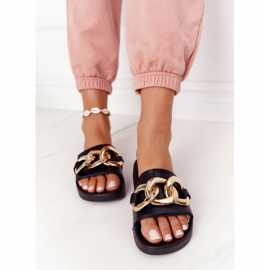 PS1 Pantoufles One Moment en caoutchouc noir avec chaîne 1