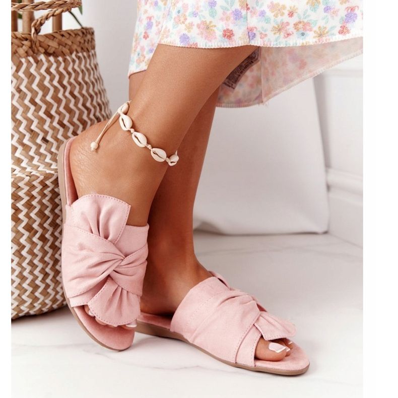 PE1 Chaussons En Daim Avec Noué Rose Emilia 2