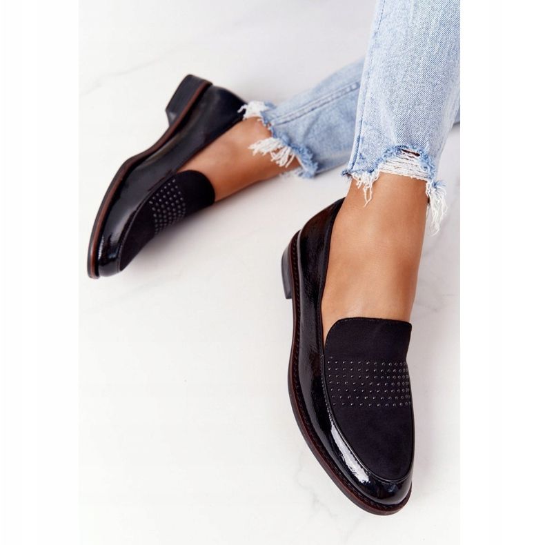 Mocassins laqués femme Sergio Leone PB254 Noir 1