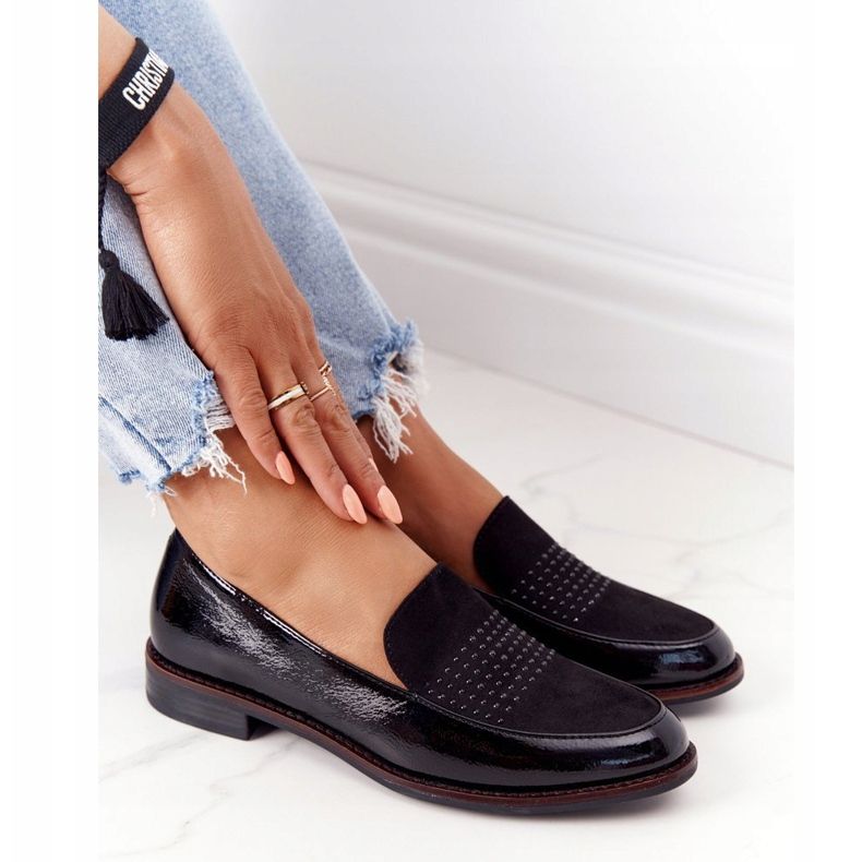 Mocassins laqués femme Sergio Leone PB254 Noir 2