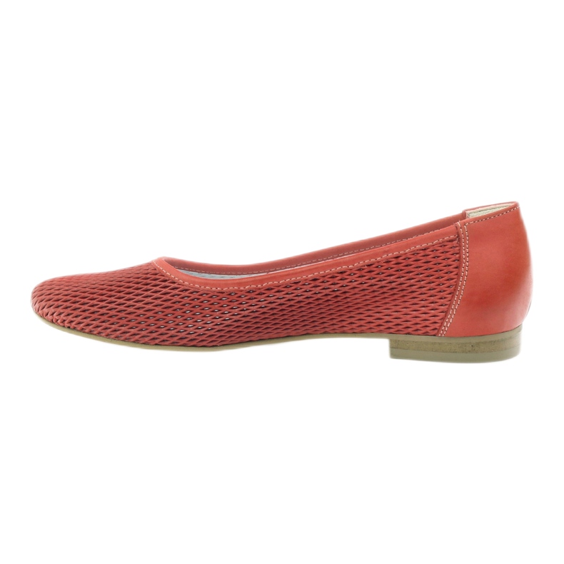 Angello Ballerines en cuir féminines Grille rouge 2