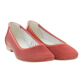 Angello Ballerines en cuir féminines Grille rouge 4