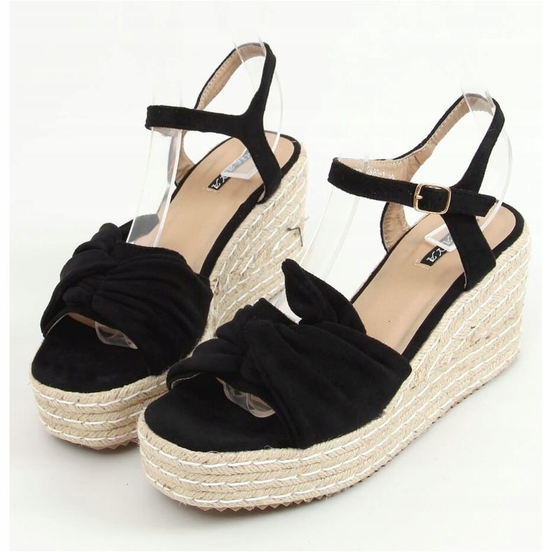 Sandales noires espadrilles compensées WH-3K63 Noir 1