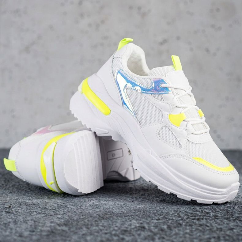 SHELOVET Baskets à empiècements jaunes blanc 1
