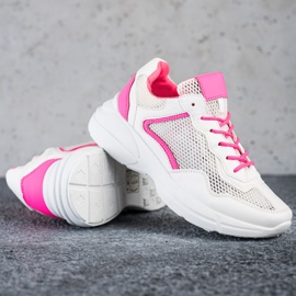 SHELOVET Baskets avec maille blanche rose 1