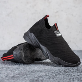 SHELOVET Baskets à enfiler noires à la mode 1