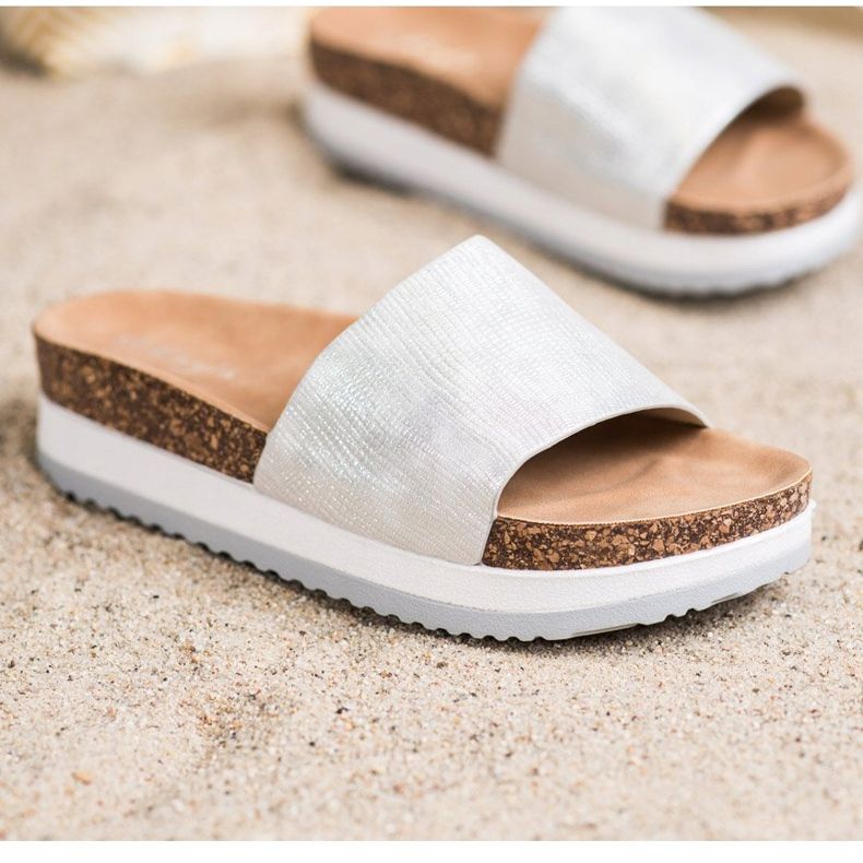 Kayla Pantoufles Sur La Plateforme argent 1