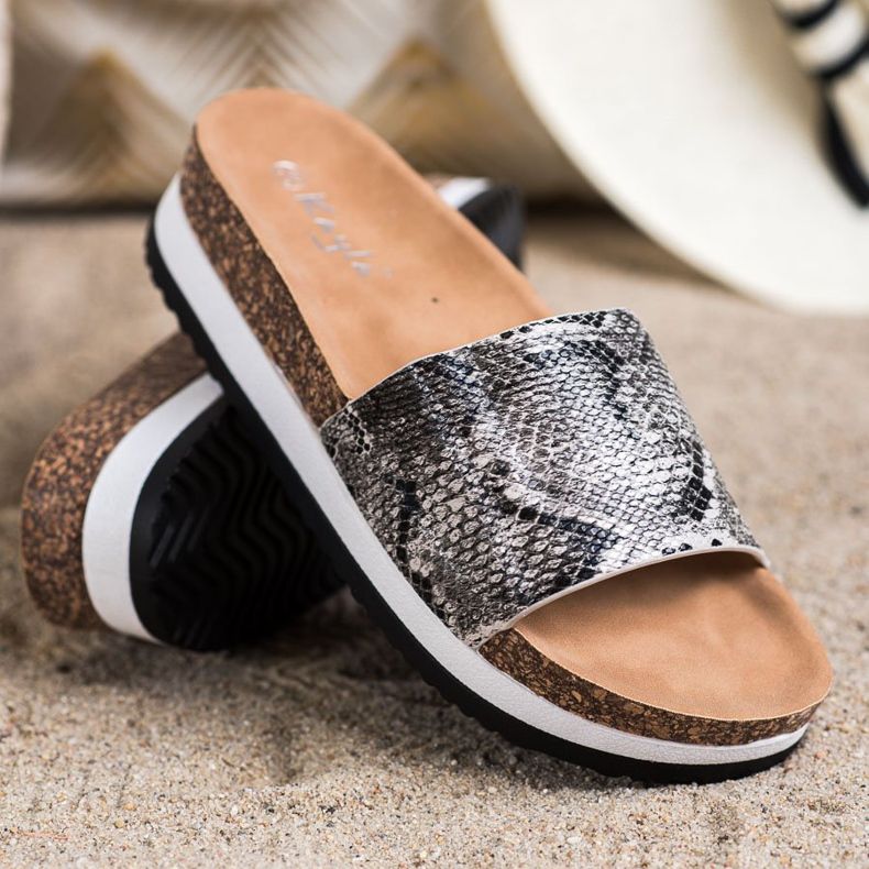 Kayla Pantoufles Sur La Plateforme gris 1