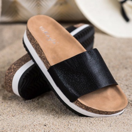 Kayla Pantoufles Sur La Plateforme le noir 1