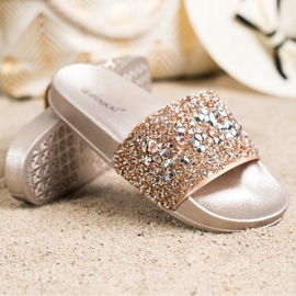 SHELOVET Pantoufles Avec Ornements d'or 1