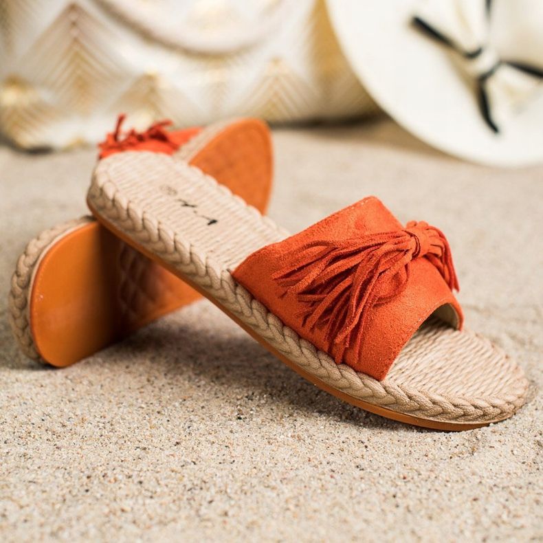 SHELOVET Pantoufles À Franges orange 1 SHELOVET Pantoufles À Franges orange 1