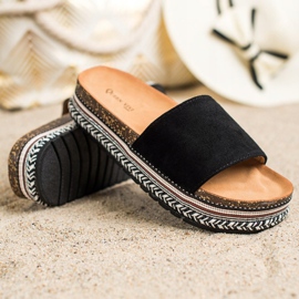 Queen Vivi Pantoufles noires sur la plate-forme 1