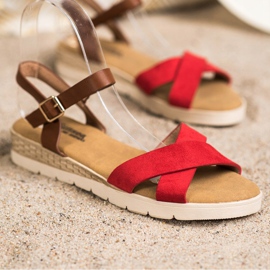 SHELOVET Sandales décontractées avec boucle brun rouge 1