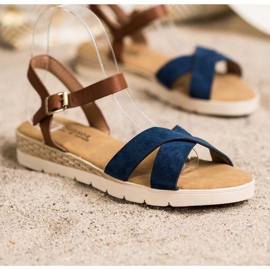SHELOVET Sandales décontractées avec boucle brun bleu 1