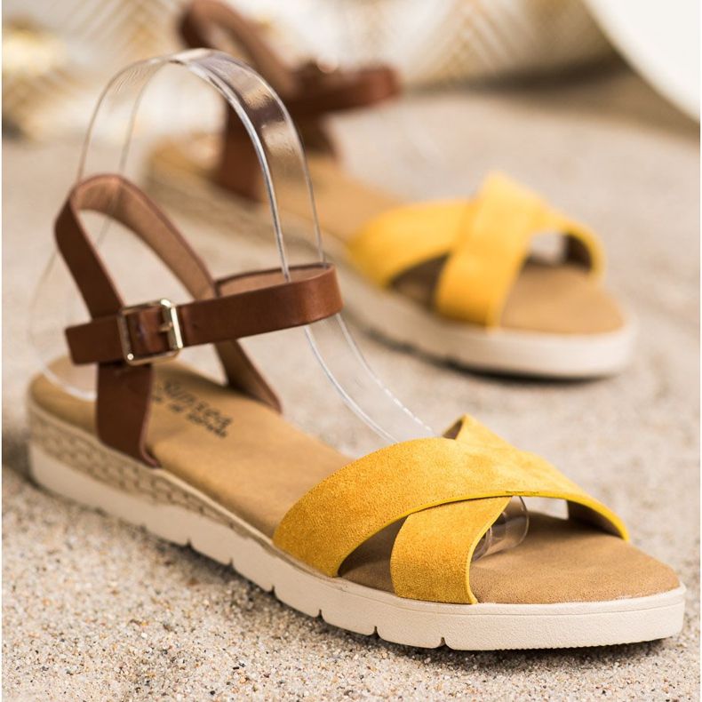 SHELOVET Sandales décontractées avec boucle brun jaune 1
